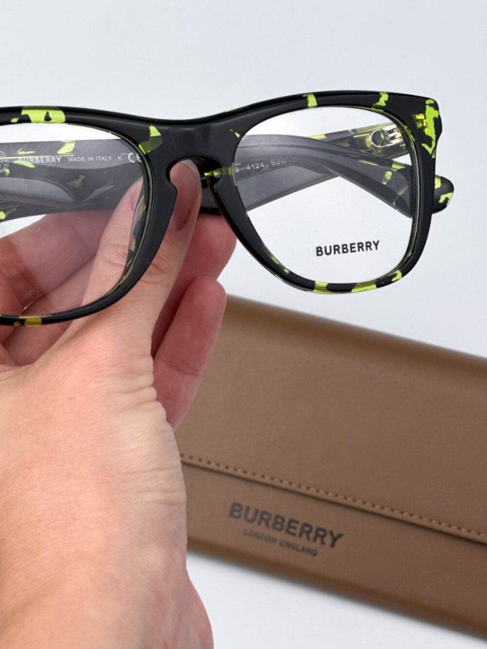 BURBERRY BE2409 4124 GREEN HAVANA SQUARE EYEGLASSES